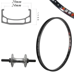 RHYNO LITE XL BLACK (14MM AXLE) 20" Front Wheel