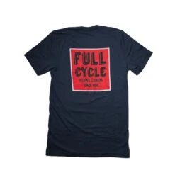 Full Cycle Unisex 30th Anniversary Tee -Bicycle Equipment Store vintage navy back scaled